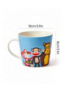 Paul Frank X SHEIN 1 件 13.5 盎司/400 毫升卡通图案印花陶瓷杯，可微波炉加热和洗碗机清洗，适合盛水、牛奶、果汁、咖啡、猴子、朋友、时尚、 - 彩色 - 查看 7