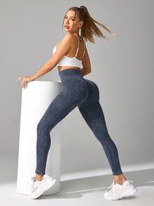 Slayform 2件套高腰纯色紧身瑜伽裤 - 彩色 - 查看 3