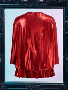 Fantasy Costume 2 pezzi Set di Mantello da Supereroe e Abito Aderente, Abito da Club con Scollo Senza Spalline in Contrasto di Colore in Pelle PU, Adatto per Mascherata, Bar festa, Festival Musicale, Cosplay Taglie Forti