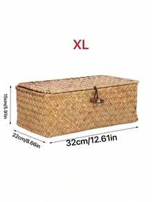 1pc Of Covered Woven Basket, Covered Woven Wicker Storage Box, Rectangular Storage Box, Covered Toy Storage Box, Beautiful Room Decoration, Home Decoration, Kitchen Decoration, Bathroom Decoration, Bedroom Decoration, New Year And Valentine's Day Gift