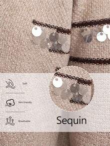 LanaWest Women's Western Style Casual Button & Sequin Embellished Cardigan - Khaki - View 9