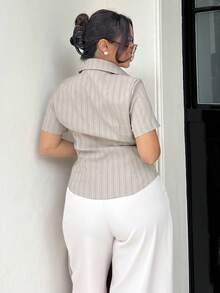 NegzBox Women Simple Daily Short Sleeve Blouse - Rust Brown - View 2