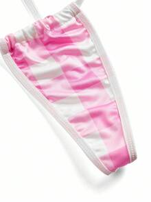 Women's Sexy Plaid Roleplay Lingerie Costume - Pink - View 4