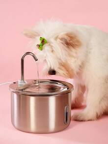 PETSIN 1pc Stainless Steel Pet Water Fountain, USB Powered Automatic Cat & Dog Drinking Dispenser With Splash-Proof Basin, Quiet Operation For Increased Water Intake - No Battery Required, Indoor Pet Accessory|Sleek Pet Fountain|Durable Pet Item,