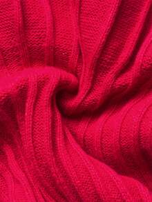 Islaluna Women's Red Elegant Off-Shoulder Long Sleeve Knit Top,Autumn Party Slim Fit Ruffled Babydoll Cropped Sweater,French Bow Waisted Ribbed Casual Pullover - Red - View 4