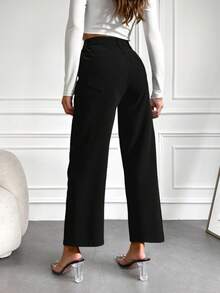 RueChic Quần jean ống rộng cạp cao 100% cotton - màu đen - Xem 2