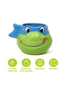 TEENAGE MUTANT NINJA TURTLES | SHEIN 1pc Cute Cartoon Turtle Shaped Ceramic Mug, Heat Resistant & Dishwasher Friendly, For Milk, Juice, Coffee, Tea - Green - View 4