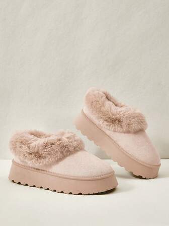Cuccoo Botas de nieve con forro térmico para mujer, suela gruesa y de fácil puesta, para otoño/invierno