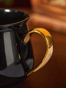 HARRY POTTER X SHEIN 1pc 14oz/400ml Marauder's Map Golden Pattern Ceramic Mug, Heat & Cold Resistant, Suitable For Milk, Juice, Coffee - Black - View 6