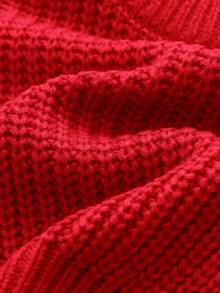 SHEIN Newborn Baby Girl Cute Versatile Solid Color Long Sleeve Sweater, Autumn/Winter - Red - View 5