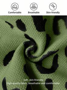 Lunelith SHEIN Lunessa كارديجان نسائي فضفاض مصنوع من الصوف المحبوك بأكمام طويلة وياقة منسدلة بطبعة نمر، مناسب للخريف والشتاء