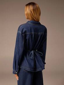 Avantive 女士时尚通勤系带腰牛仔夹克