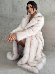 Firerie Women's Elegant Modern Street Fashion Delicate Vintage Coin Party Outerwear, Turndown Collar White Ombre Dyed Faux Fur Coat, Autumn Winter Clothes For Women,Women's Winter Clothes