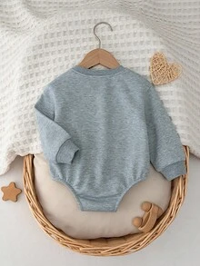 Loomiva Baby Boy Cartoon Dinosaur Pattern Knitted Soft Crew Neck Long Sleeve Bodysuit - Multicolor - View 2