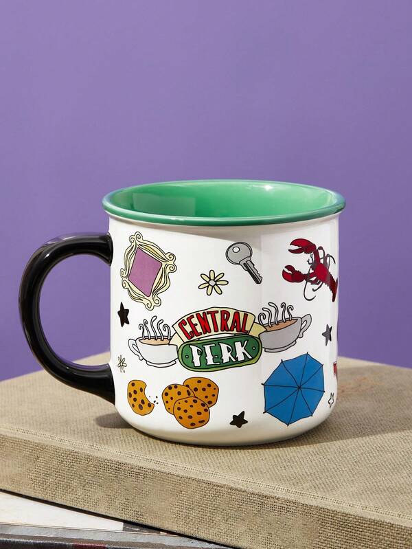 FRIENDS X SHEIN 1pc Cartoon Pattern Large Capacity Mug, Cartoon Turkey Sofa Design, Dishwasher & Microwave Friendly, Can Contain Juice, Coffee, Milk, Etc.