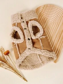 PETSIN 1 pieza Abrigo acolchado de algodón para mascotas con correa, adecuado para perros/gatos extra pequeños y medianos, cálido para uso al aire libre en otoño/invierno