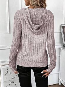 EMERY ROSE Casual Solid Color Sweatshirt, Versatile For Autumn - Pink - View 2