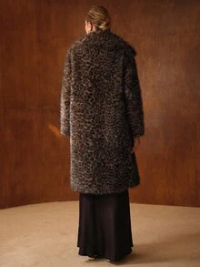 MOTF PREMIUM LAPEL COLLAR LEOPARD FAUX FUR COAT - Multicolor - View 4