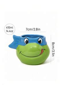 TEENAGE MUTANT NINJA TURTLES | SHEIN 1pc Cute Cartoon Turtle Shaped Ceramic Mug, Heat Resistant & Dishwasher Friendly, For Milk, Juice, Coffee, Tea - Green - View 3