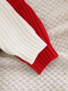 SHEIN Newborn Baby Girl Cute Versatile Solid Color Long Sleeve Sweater, Autumn/Winter - Red - View 3