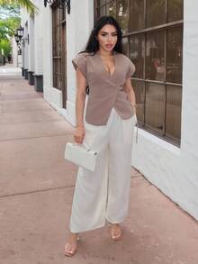 Durrani Popal Women's Casual Versatile Solid Color Wide Leg Pants