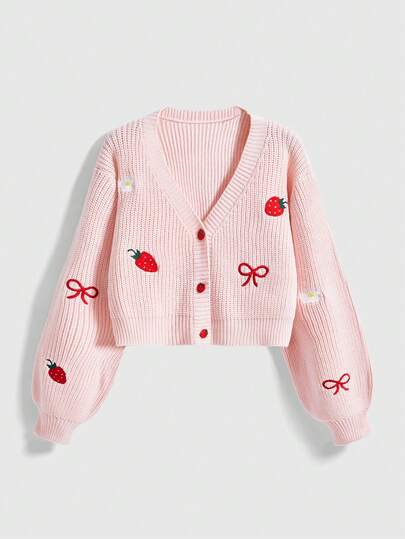 Kawaii Women's Strawberry Bow Floral Cute Cardigan