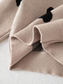 SHEIN Baby Mädchen Herzmuster Rundhals Langarm Casual Pullover, Herbst/Winter Erdbeerpullover Baby Pullover für Kleinkind Mädchen Baby Kleidung Mädchen Herbst Pullover Baby Einfarbig Strickpullover Baby Kleidung Herbst Baby Herz Print Pullover Baby Strickpullover Baby Kleidung Herbst Pullover - Khaki - Übersicht 7