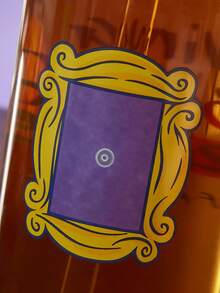 FRIENDS X SHEIN 1pc 500ml/17.6oz Glass Straw Cup With Coffee Graphic Pattern (Straw Cleaning Brush Included), Can Be Used For Cold & Hot Drinks, Coffee Cups, Milk Cups, Juice Cups, Purple Frame - Clear - View 6