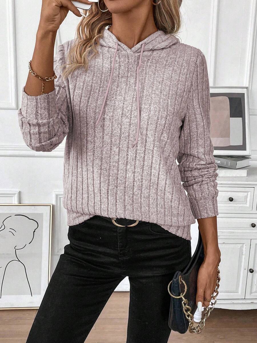 EMERY ROSE Casual Solid Color Sweatshirt, Versatile For Autumn - Pink - View 1