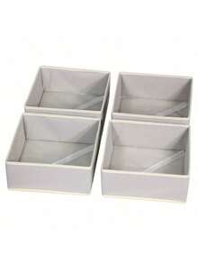 1/4 件装可折叠布料收纳盒衣柜梳妆台抽屉整理器织物篮储物盒容器隔层适用于衣物内衣胸罩袜子服装