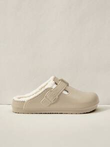 Cuccoo Women's Khaki Classic Thermal Lined Solid Color Indoor Waterproof Warm Slip-On Slippers For Winter