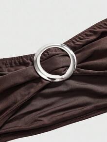 ROMWE Hippie Women's Y2K Sexy Christmas Party Deep V Vintage Plunging Neckline Backless Streetwear Strapless Tank Top With Leopard Print Shorts (Includes Bandeau Bra)