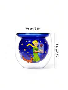 LE PETIT PRINCE X SHEIN 1 chiếc cốc thủy tinh borosilicate cao 11,6oz/330ml, hình mặt trăng và ngôi sao, hình hoàng tử nhỏ dễ thương và thân hình hành tinh, hình lập thể 3D, chịu nhiệt, thích hợp đựng sữa, nước trái cây, cà phê, v.v. - Màu xanh lam - Xem 5