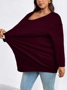 EMERY ROSE Einfarbiges Lässig Langarm T-Shirt in Große Größen, Herbst