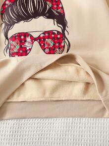 Tween-Mädchen 2-teiliges Set mit Sweatshirt und Hose mit Rundhalsausschnitt und Weihnachtsbrötchen-Muster