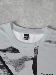 Manfinity Dauomo 男士字母印花圆领短袖休闲T恤 - 灰色 - 查看 3