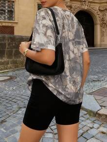 EMERY ROSE 大码女式树枝印花V领短袖休闲T恤 - 彩色 - 查看 2