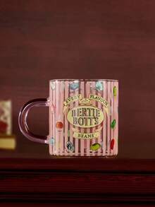 HARRY POTTER X SHEIN 1 Pc Pink Striped & Letter Graphic Glass Mug, Heat & Cold Resistant, Can Hold Milk, Juice Etc. (Straw Not Included),Christmas,Gift Ideas - Pink - View 10