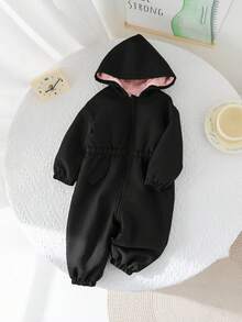 SHEIN 女婴户外保暖连体衣，秋冬季 - 黑色 - 查看 6