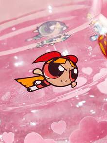 THE POWERPUFF GIRLS X SHEIN 1 cốc thủy tinh borosilicate cao cấp 770ml/27oz hình hoa, bong bóng, họa tiết hoa mao lương, dung tích lớn, có thể rửa bằng máy rửa chén, thích hợp đựng sữa, nước ép, cà phê - Trong sáng - Xem 5