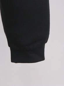 SHEIN 2 件套年轻男孩欧美街头休闲日常字母印花宽松拼接拼色连帽卫衣和慢跑裤，字母图形设计，拼色拼接学院风，适合户外玩耍、日常穿着、返校、春季、秋季 - 彩色 - 查看 5
