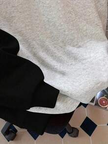 Franclia Casual Fashion Sporty Basic Long Sleeve Hooded Black & Gray Patchwork Sweatshirt - Multicolor - View 3