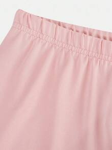 SHEIN Girlism 青少年女孩休闲瑜伽运动修身拉链领针织上衣和高腰紧身裤套装，返校装 - 淺粉色 - 查看 4