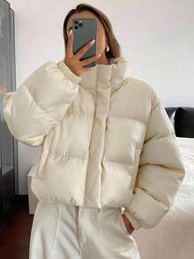 DAZY 女式宽松前开长袖夹棉外套