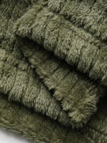 DAZY Damen gestreifte strukturierte Fleece einfarbige Kapuzenrobe und Hose Schlafanzug Set, Winter Pyjama, flauschig, gemütlich