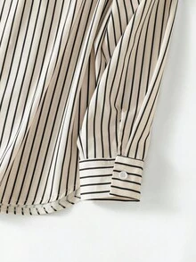 GlowEve Women's Casual Commuter Striped Shawl Collar Shirt
