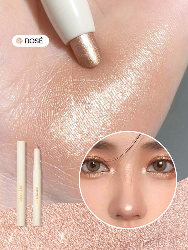 SHEGLAM Big N' Bright Eye Pencil-Rosé Highlighter Pen Shimmer Multi-Use Pigment Glow Face Makeup Brand Beauty Makeup Face Paint Cosmetic For Women Girls Perfect For Fall Winter Ideal For Y2K Fancy Fashion Suitable For Birthday Christmas Present Party Ready Best Color
