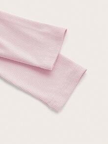 ROMWE Maglietta a maniche lunghe con arricciatura sul busto, stile casual e minimalista, adatta per l'autunno - Rosa Baby - Visualizzare 3
