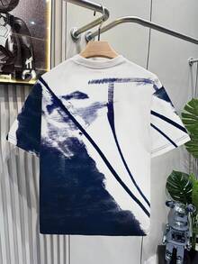 INAWLY Men's Letter Print Round Neck Short Sleeve Casual T-Shirt - Royal Blue - View 2