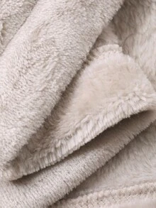 DAZY Bata de mujer de felpa gruesa con volante decorativo curvo, estilo dulce para el invierno, esponjosa y cálida - Gris - Ver 11